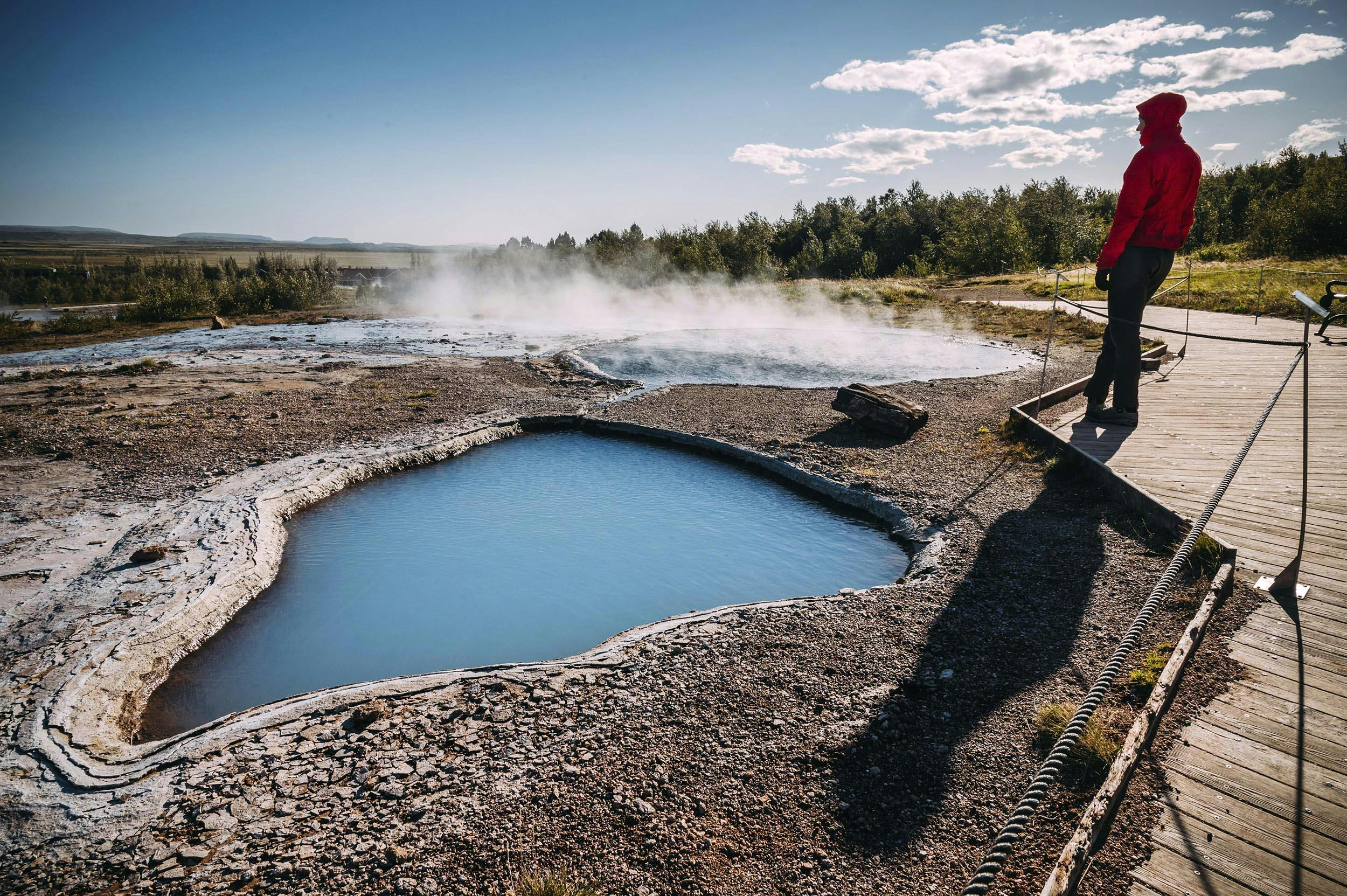 Heisse Quelle, Blesi, Geysir, Person, Haukadalur, Island