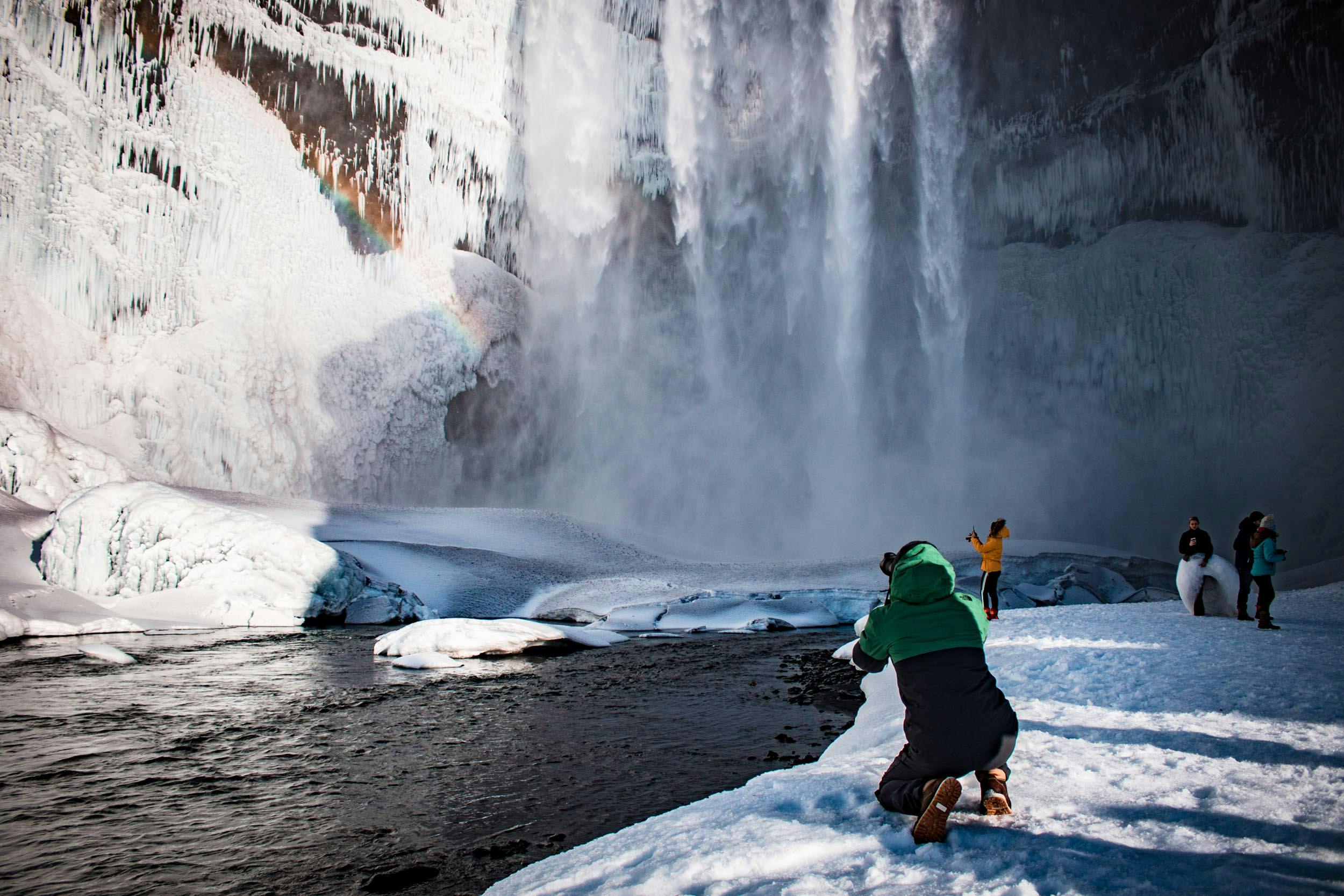 Wasserfall, Skogafoss, Fotograf, Winter, Island