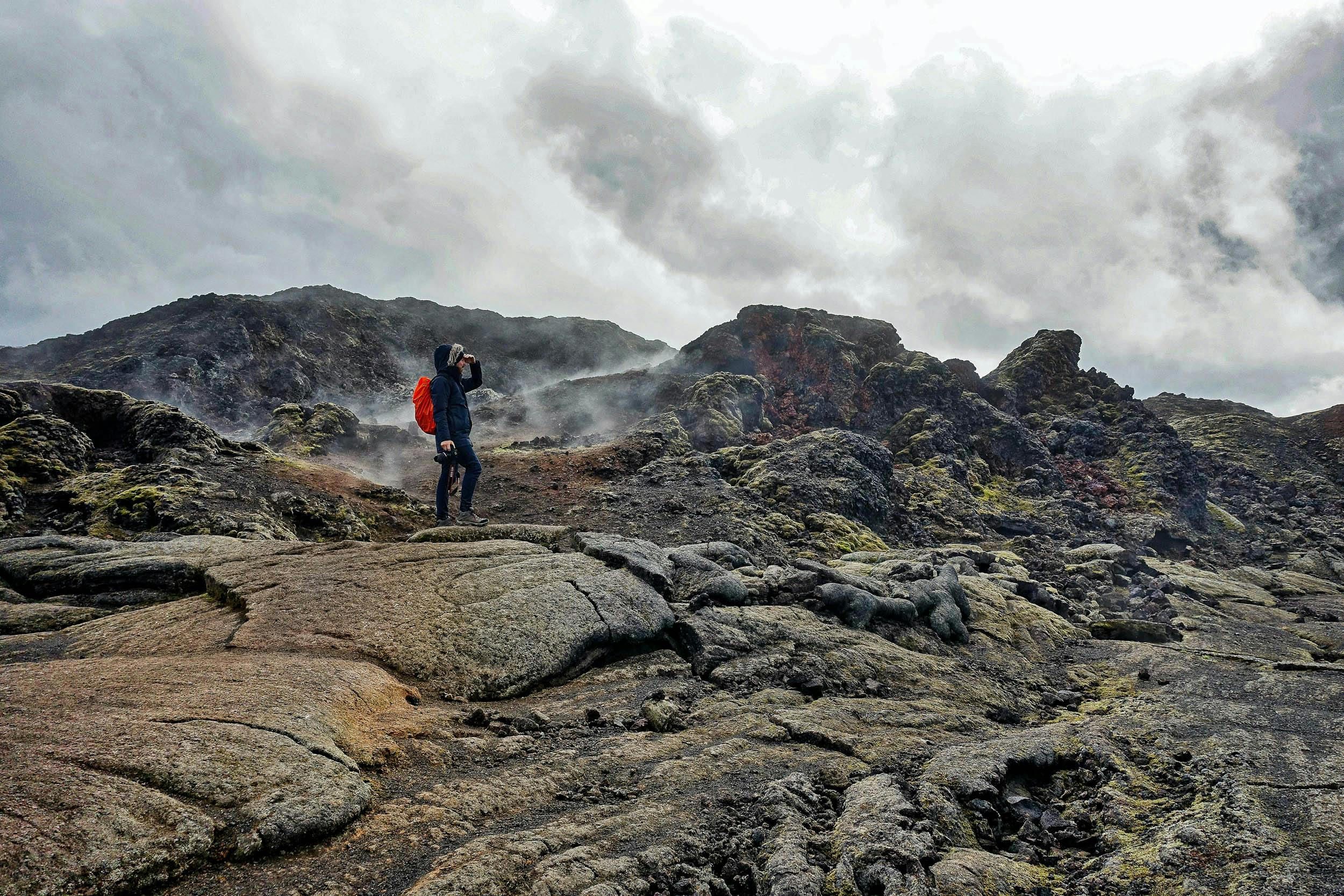 Lava, Vulkan, Krafla, Mann, Island