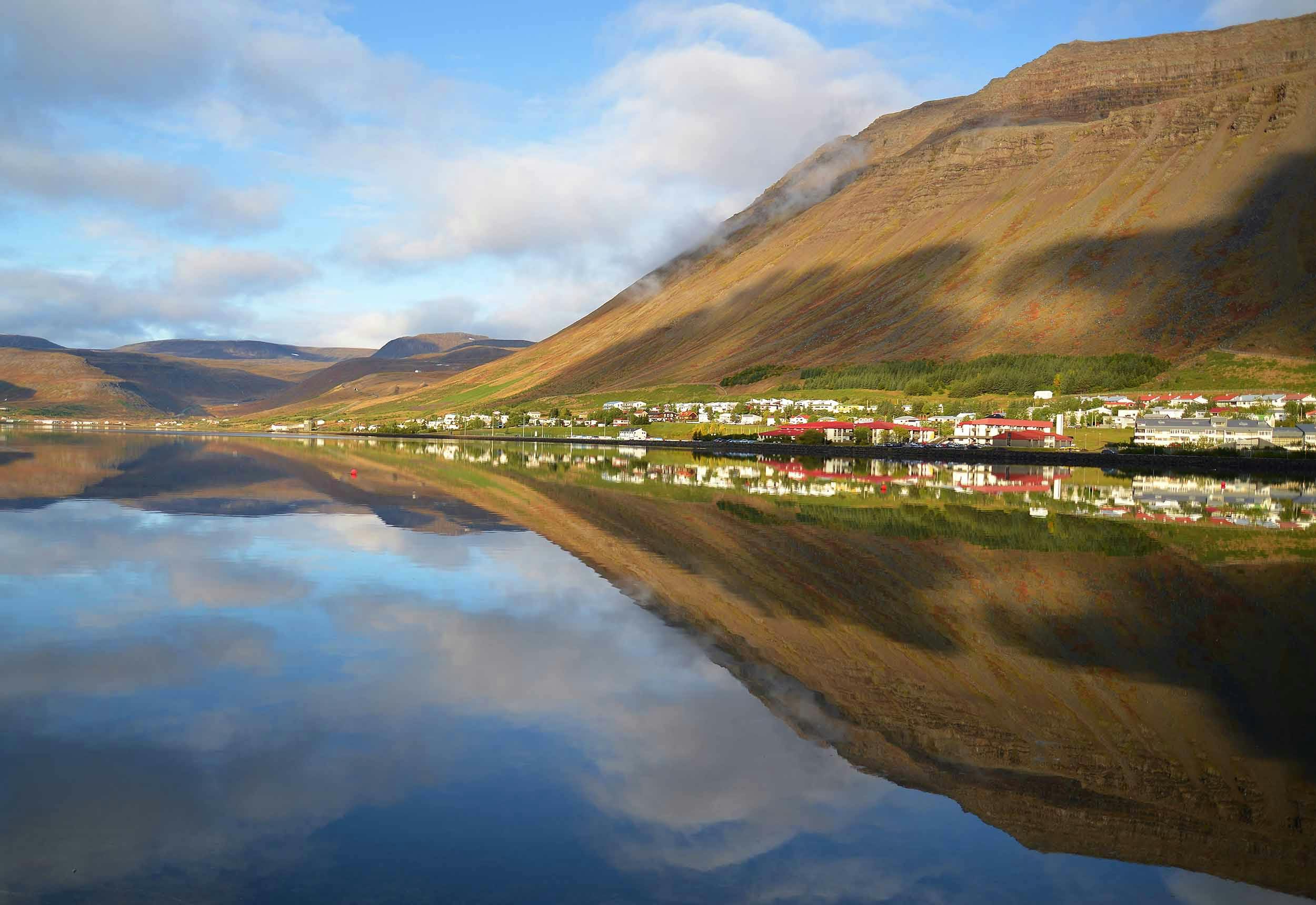 Stadt, Isafjördur, Spiegelung, Fjord, Westfjorde, Island