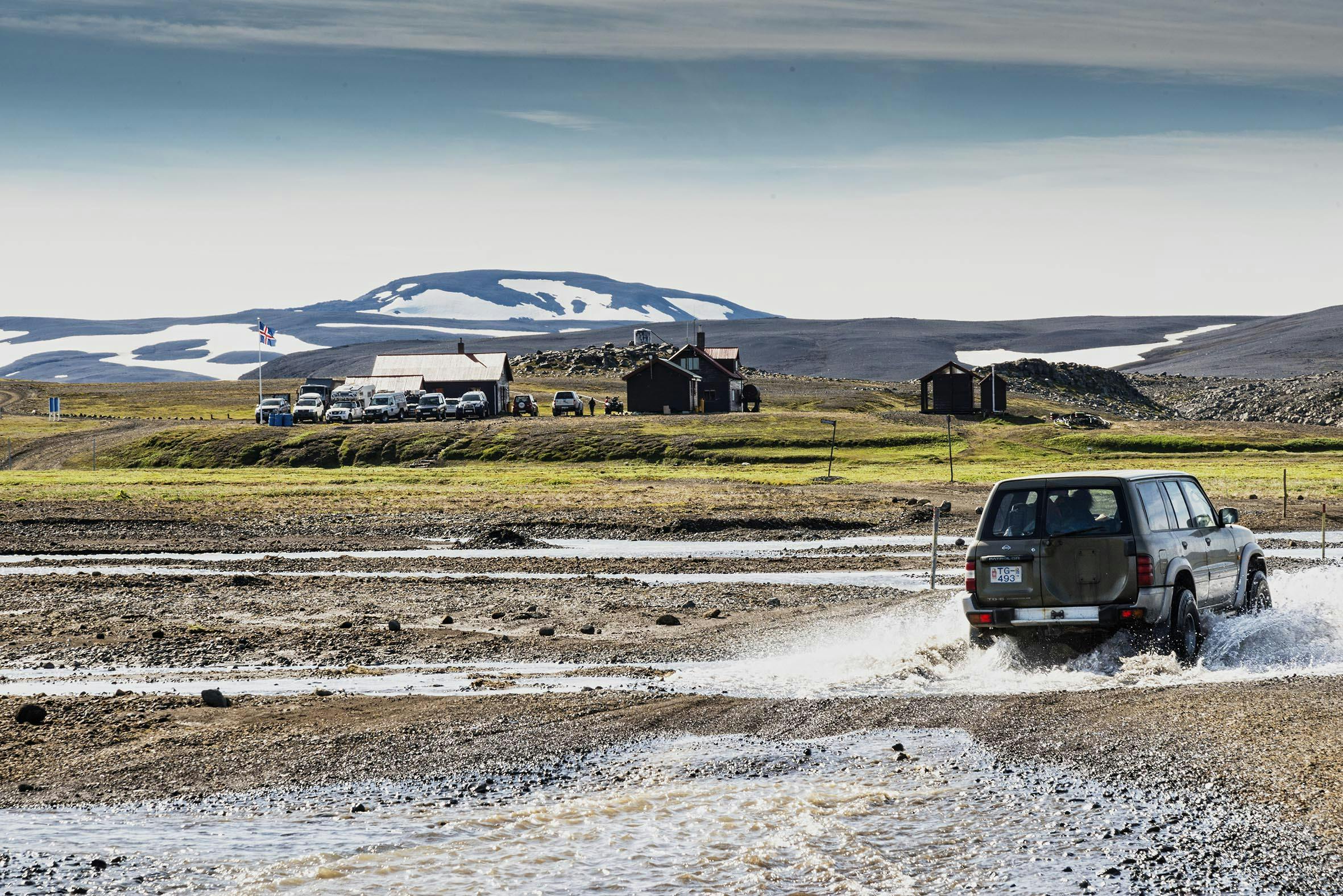 Hütte, Jeep, Island, Hochland