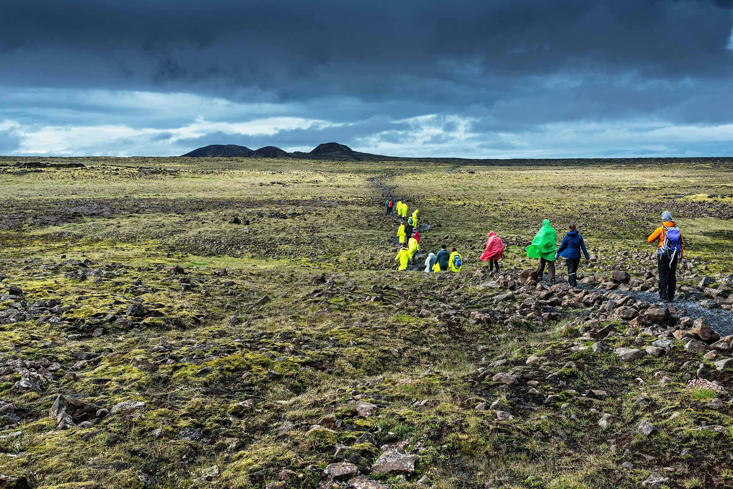 Wandergruppe, Reykjanes, Island