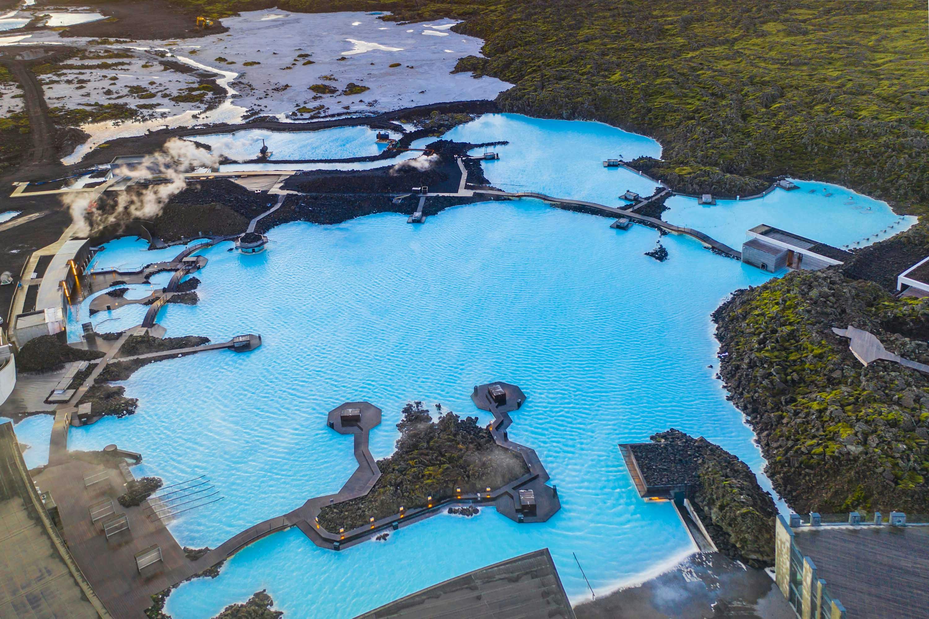 Blaue Lagune, Drohnenaufnahme, Island