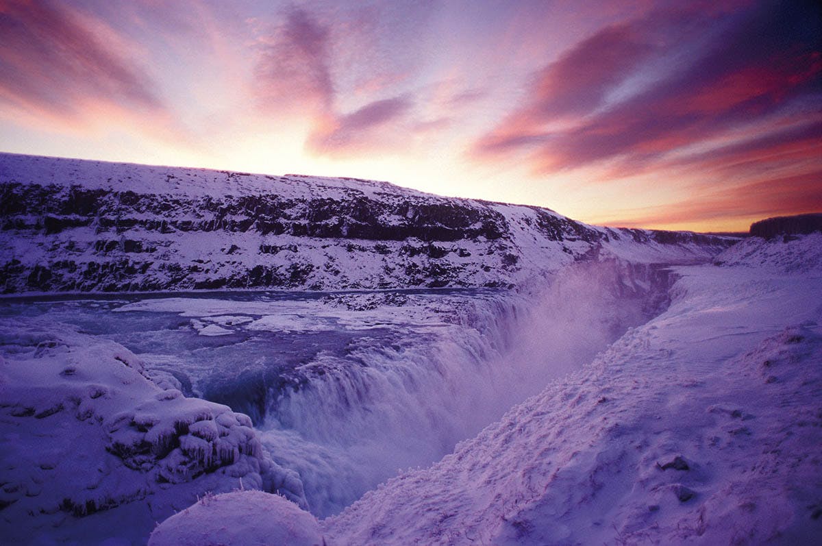 Wasserfall, Gullfoss, Winter, Island