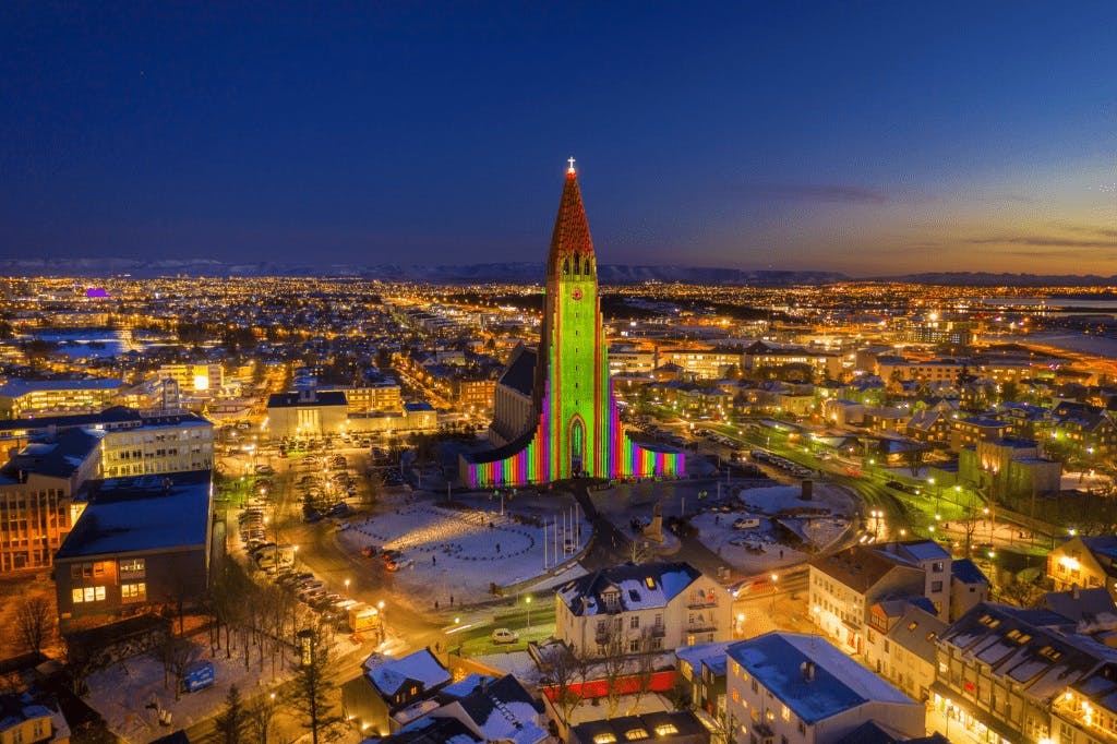 Winter Lights Festival, Hallgrimskirkja, Reykjavik