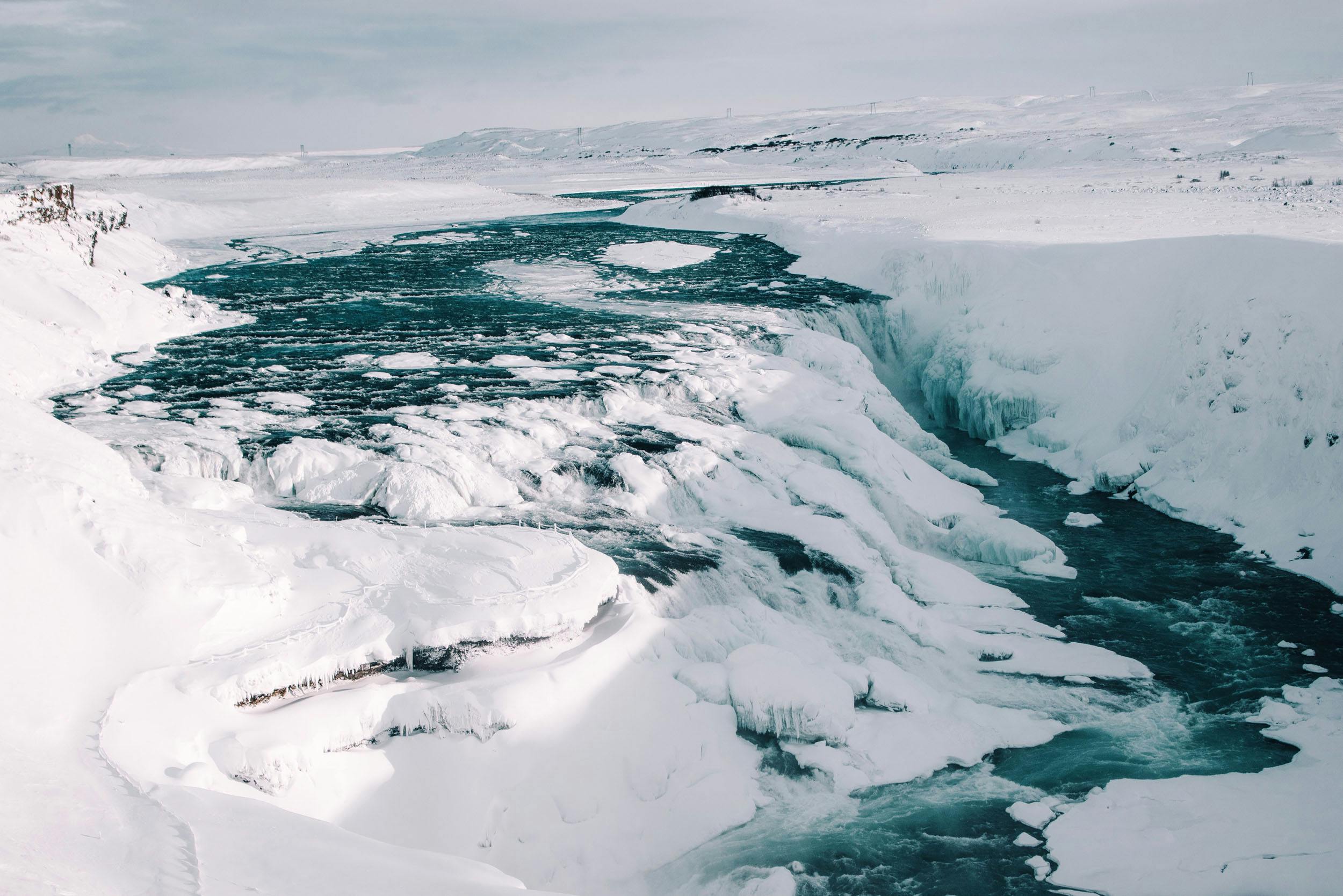 Wasserfall, Gullfoss, Winter, Island