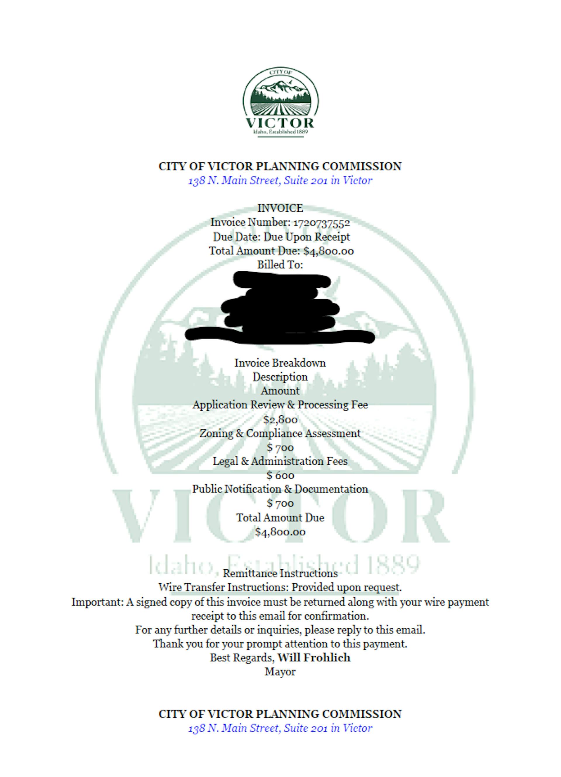 Scam Invoice Example