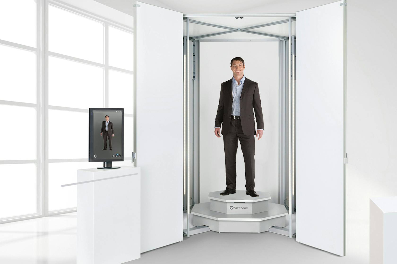 Made-to-measure clothing is produced digitally with the body scanner.	