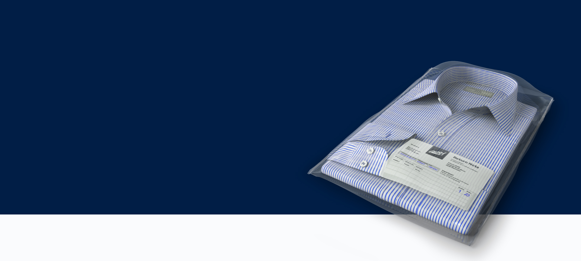 Ein Hemd als Retoure: Automatisiertes Retourenmanagement mit Erfassung von Barcodes und Retourengrund.