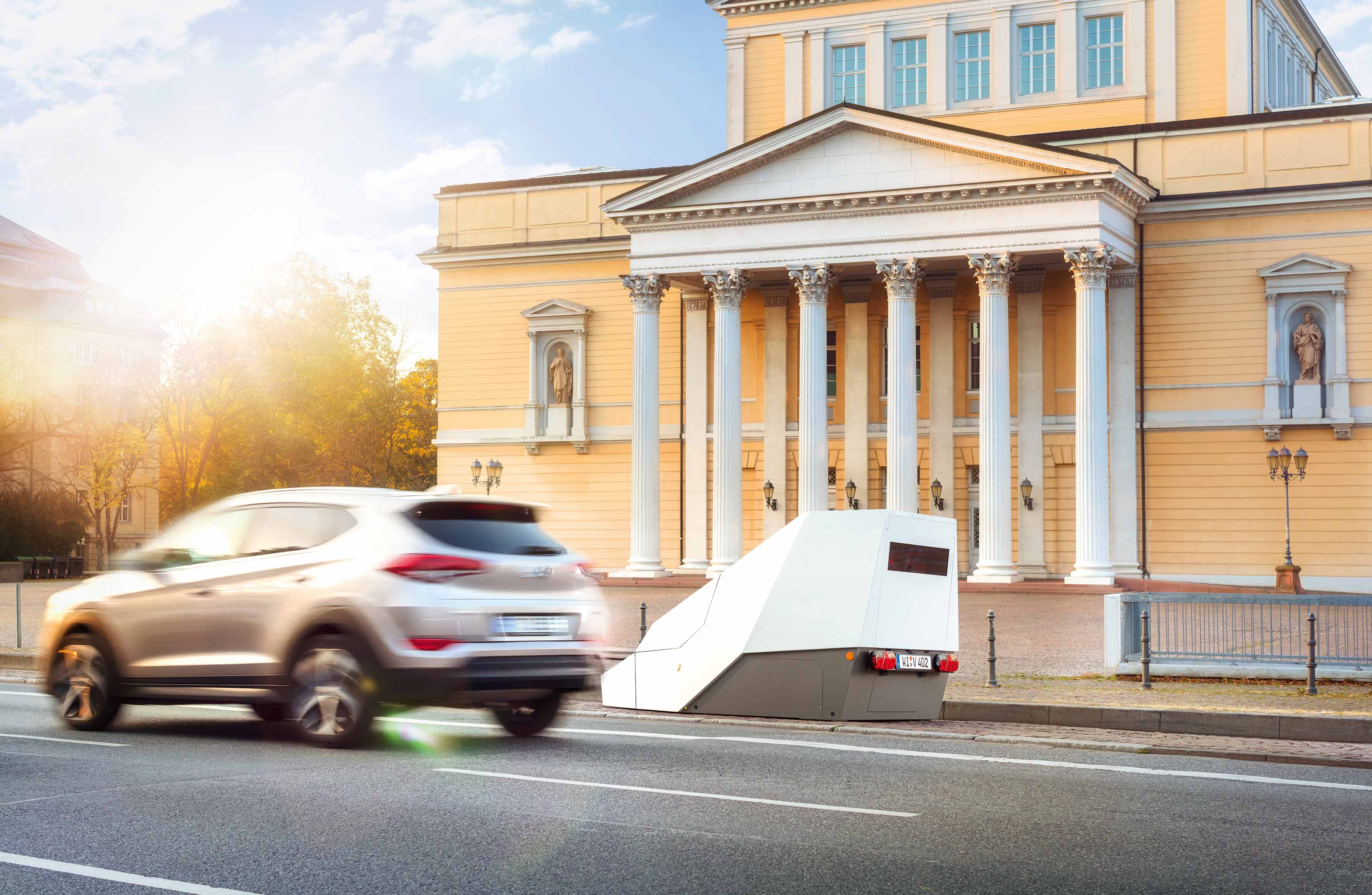Enforcement Trailer im Einsatz in der Innenstadt