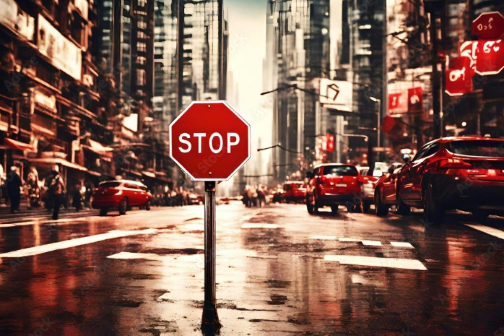 Stoppschild in einer Stadt