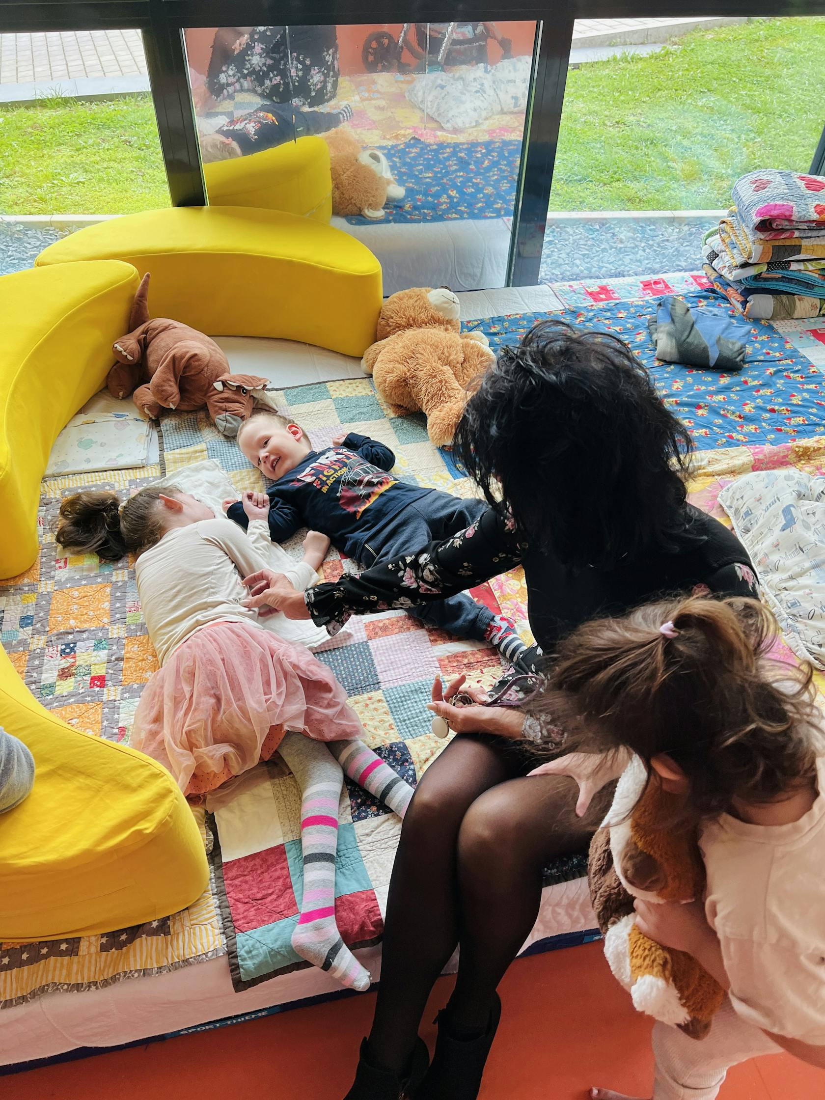 Sabine Schenk with the children