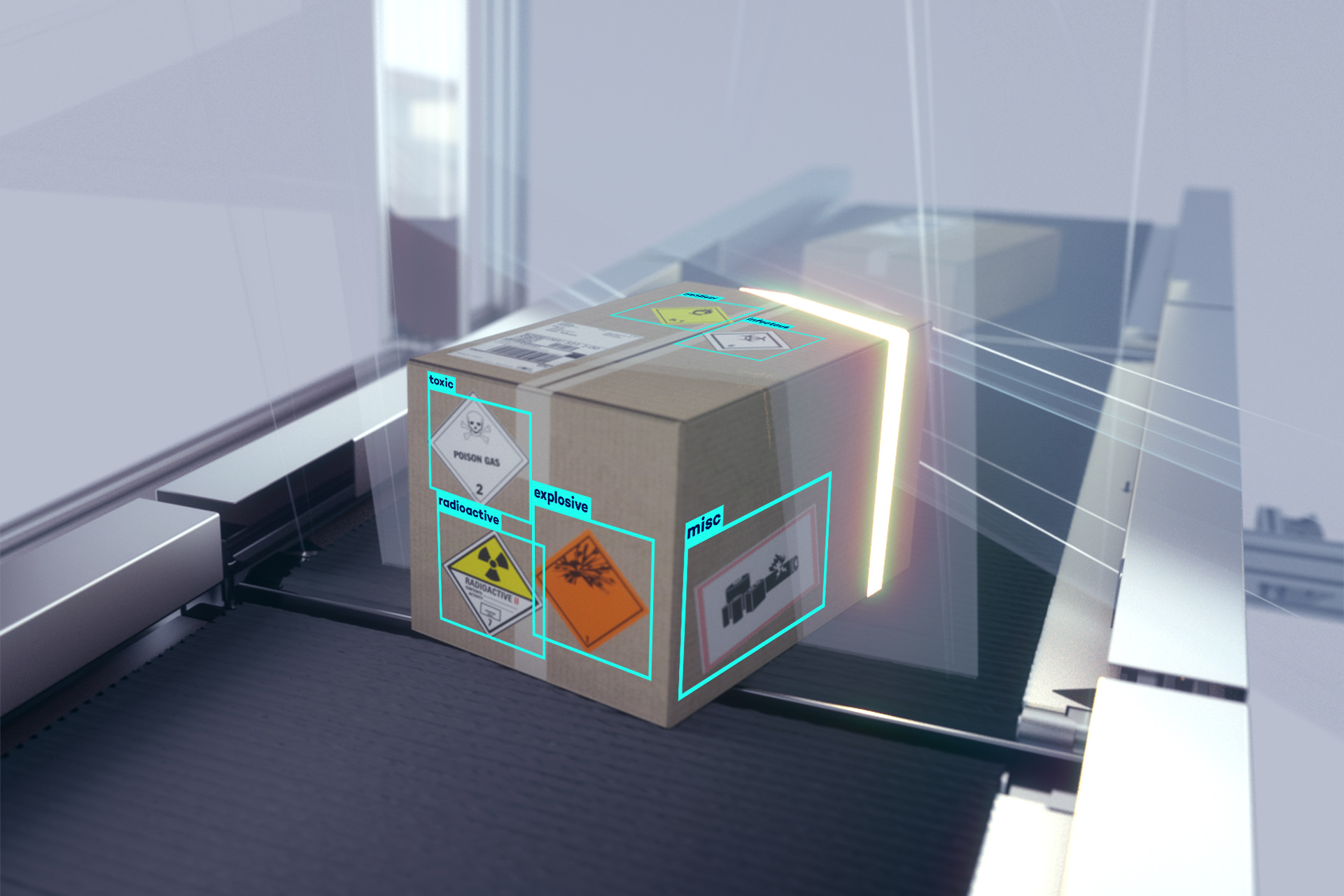 Pakete mit Gefahrgutaufklebern werden von VITRONIC Auto-ID-Systemen automatisch und zuverlässig erfasst.