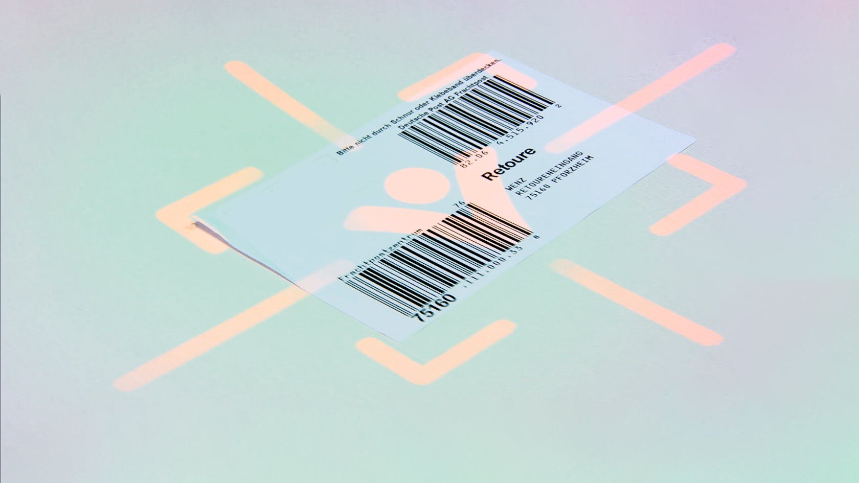 Une étiquette d'adresse avec un repère laser et le logo VITRONIC