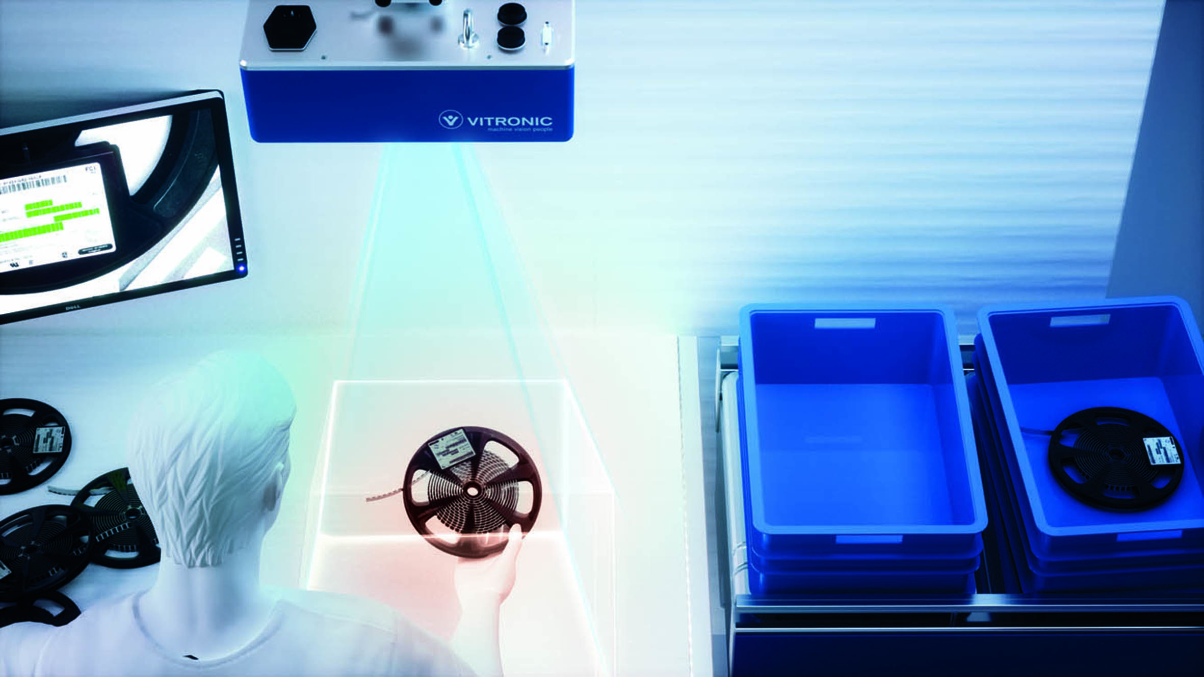 Fast and error-free capturing of SMD reels at manual workstations