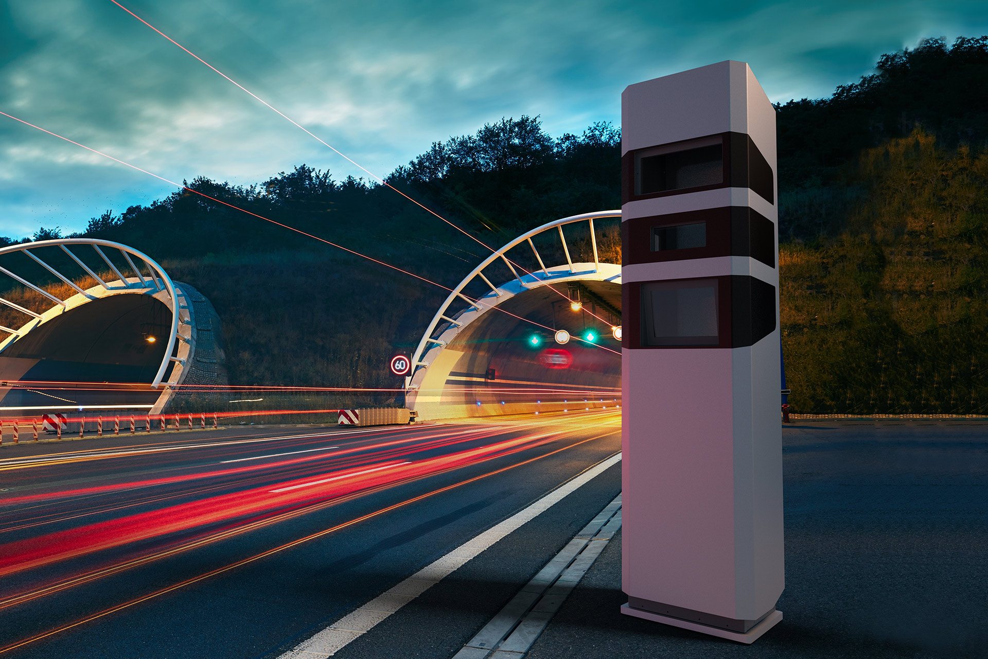 Abschnittskontrolle in Tunneln.								