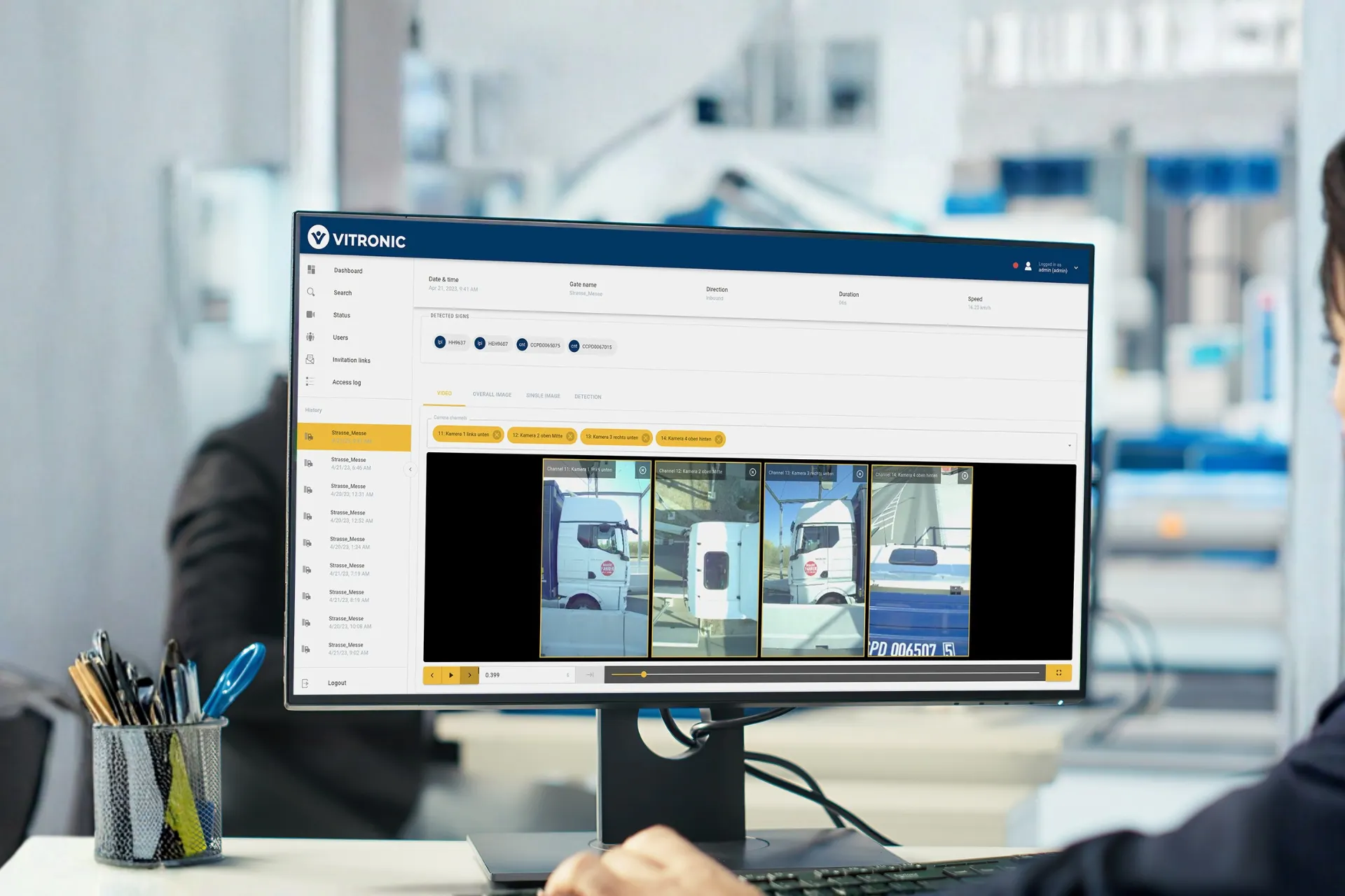 Roadgate-Software zur Auswertung erkannter LKW-, Kennzeichen- und Containerdaten