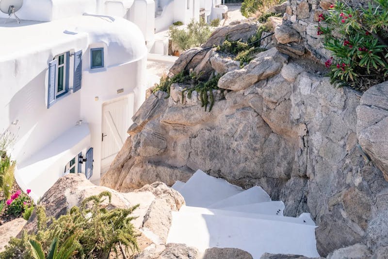 Main Entrance Door through Steps from the Parking Area