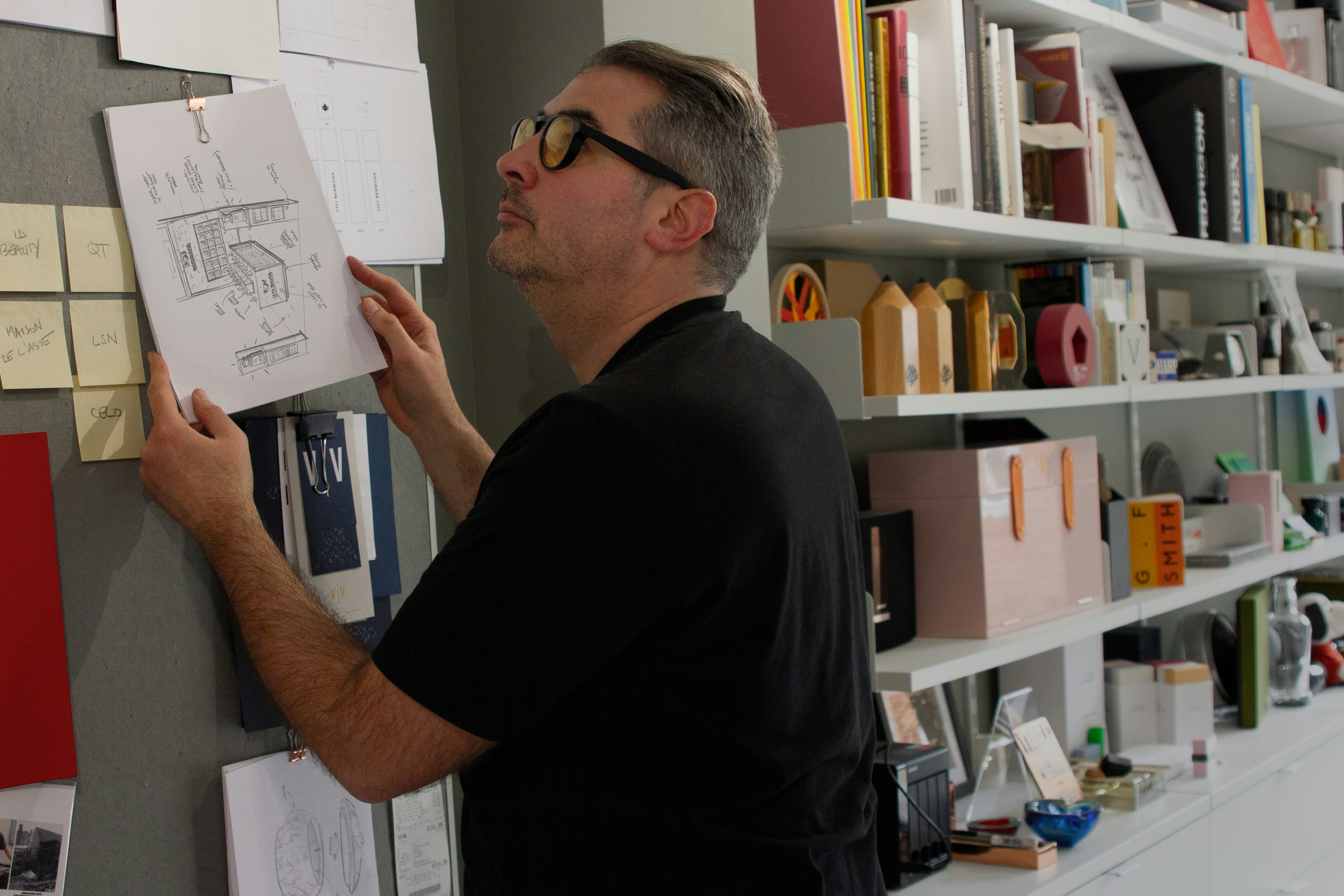 Designer Vincent Villeger at work in his Wimbledon studio.
