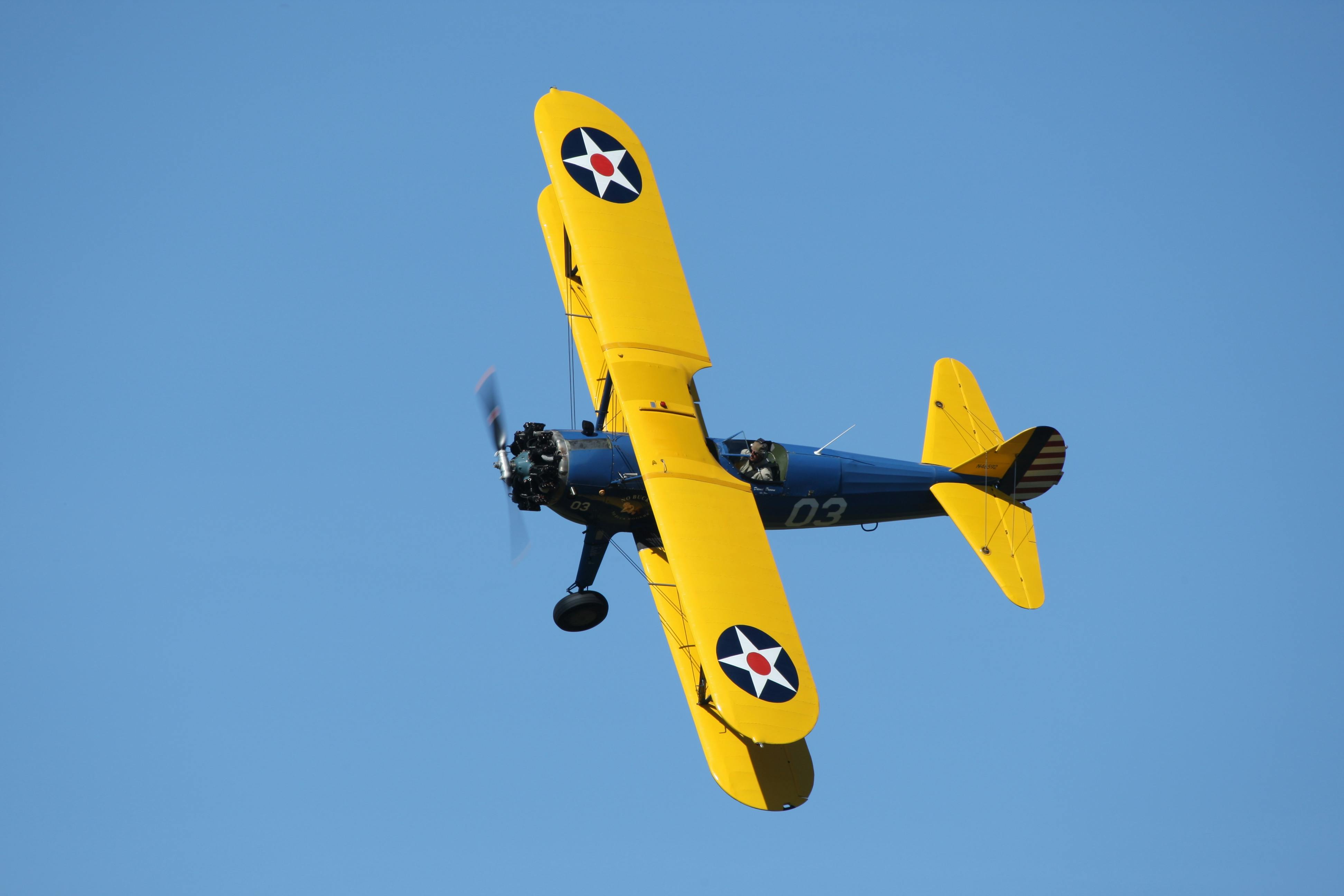 Stearman Biplane in air