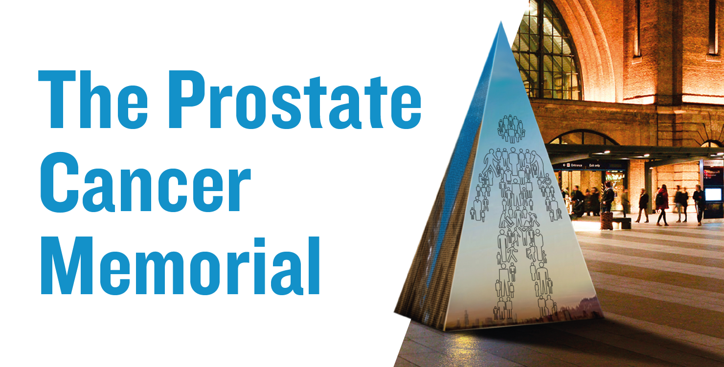 Computer generated image of The Prostate Cancer Memorial at the entrance of Kings Cross station. 