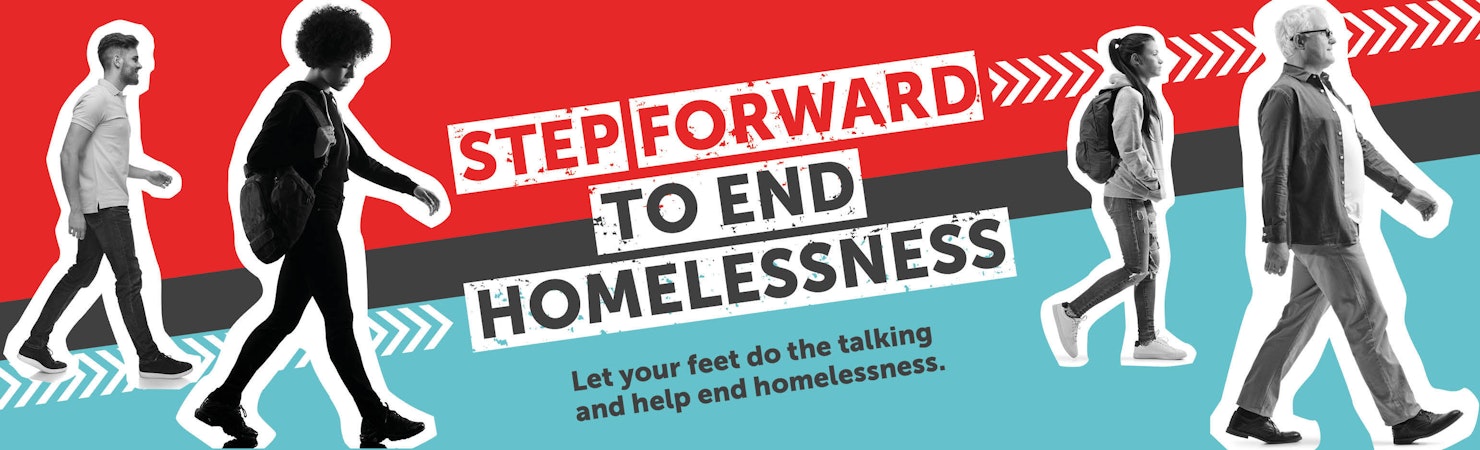 step forward to end homelessness banner
