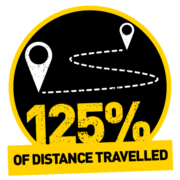 125% travelled