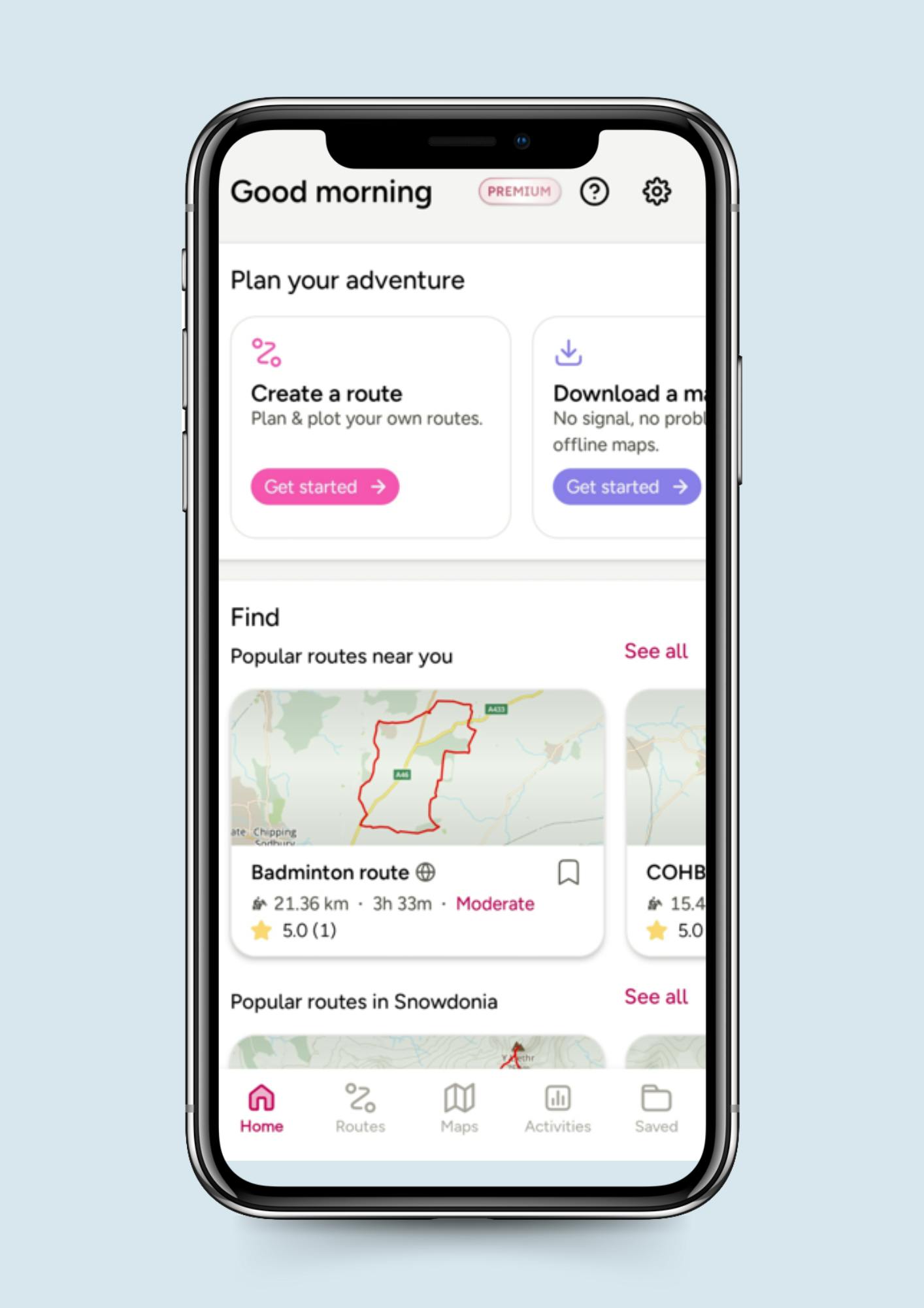 Badminton route mapped out on mobile phone