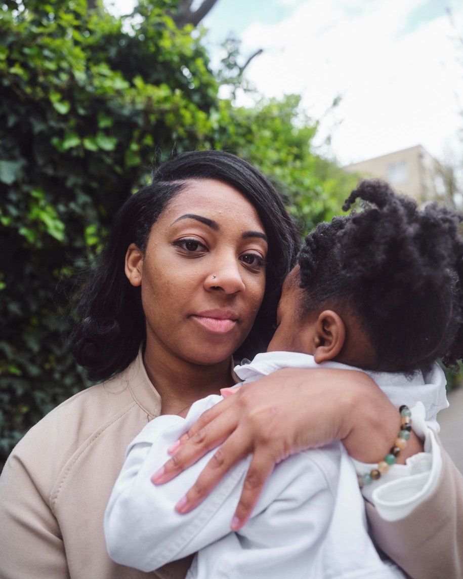 Woman holding a child