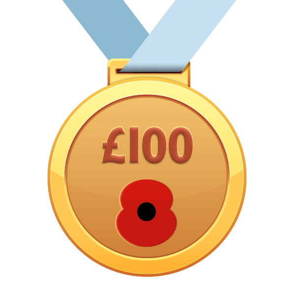£100 Raised Poppy Run Medal