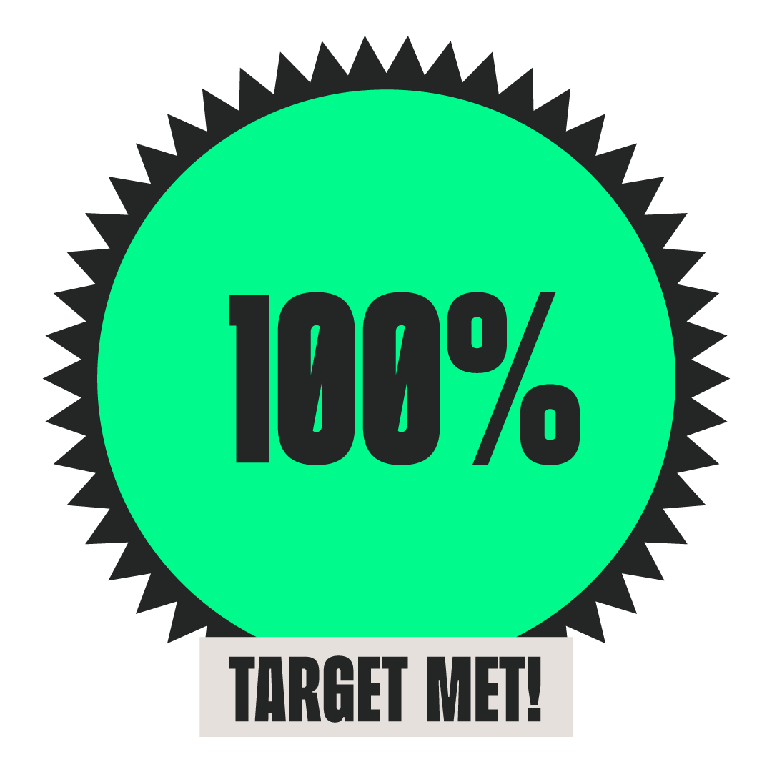 100% fundraising achieved badge