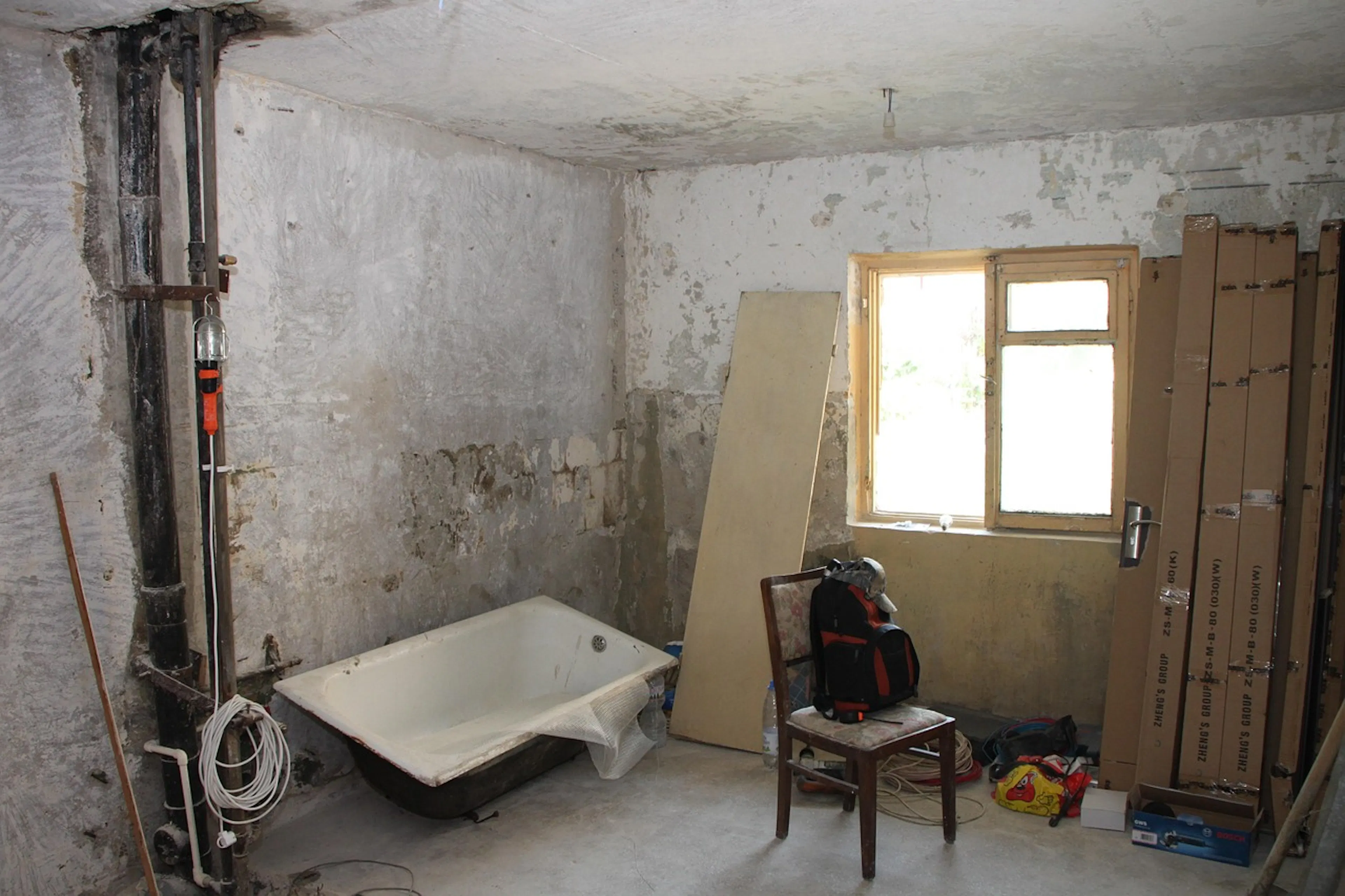 empty room with renovation equipment