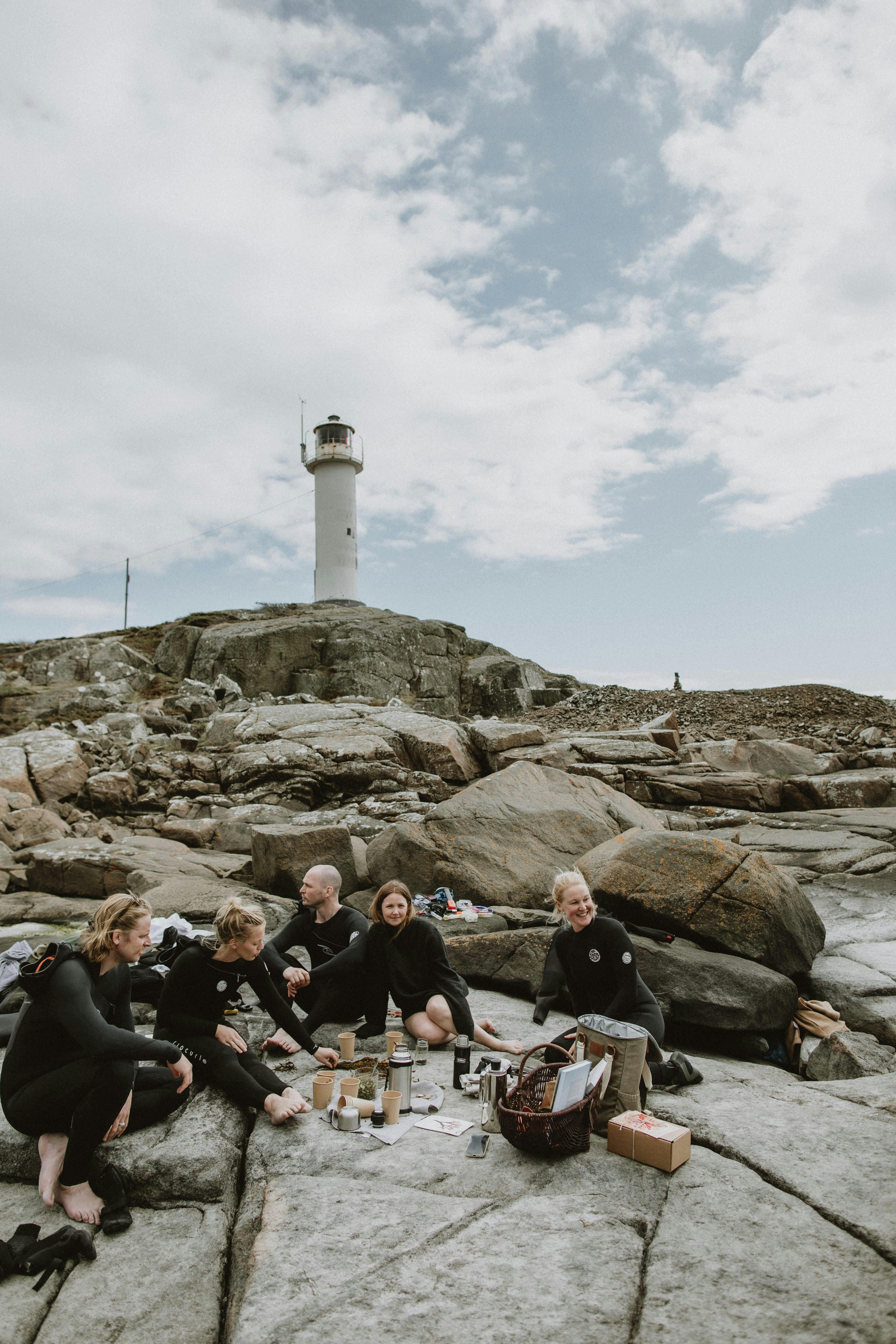 Tångskörd vid Subbe fyr i Varberg