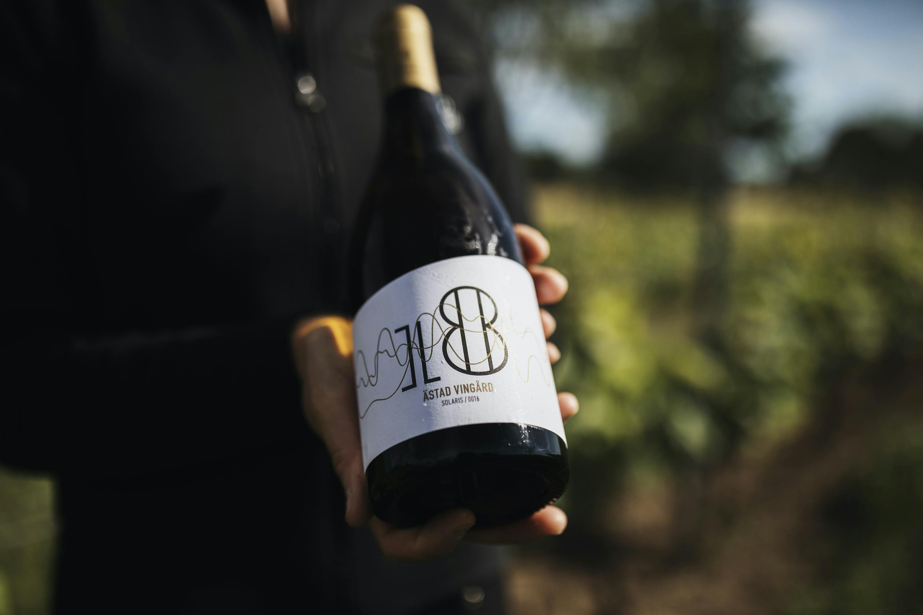 A bottle of wine from the vineyard Ästad Vingård, Halland, Sweden.