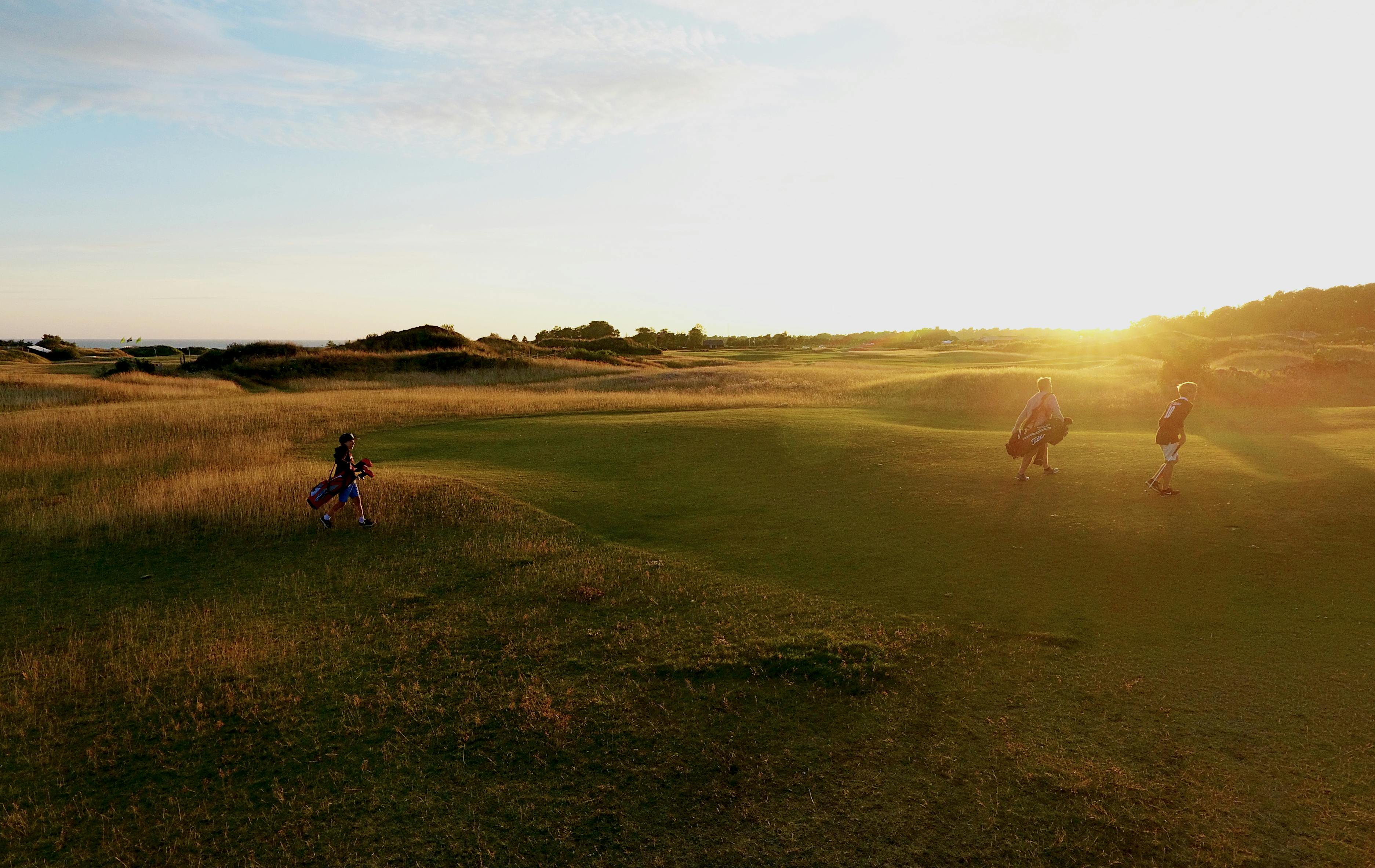 Halmstad Golfarena i solnedgång