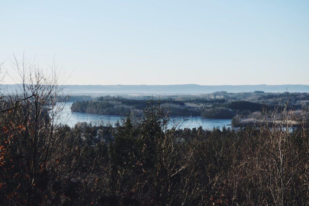 Bild med utsikt över en sjö.