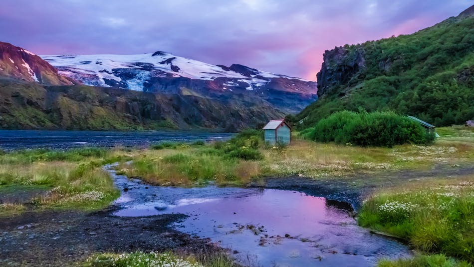 Thorsmork in the Highlands of Iceland during a summer night