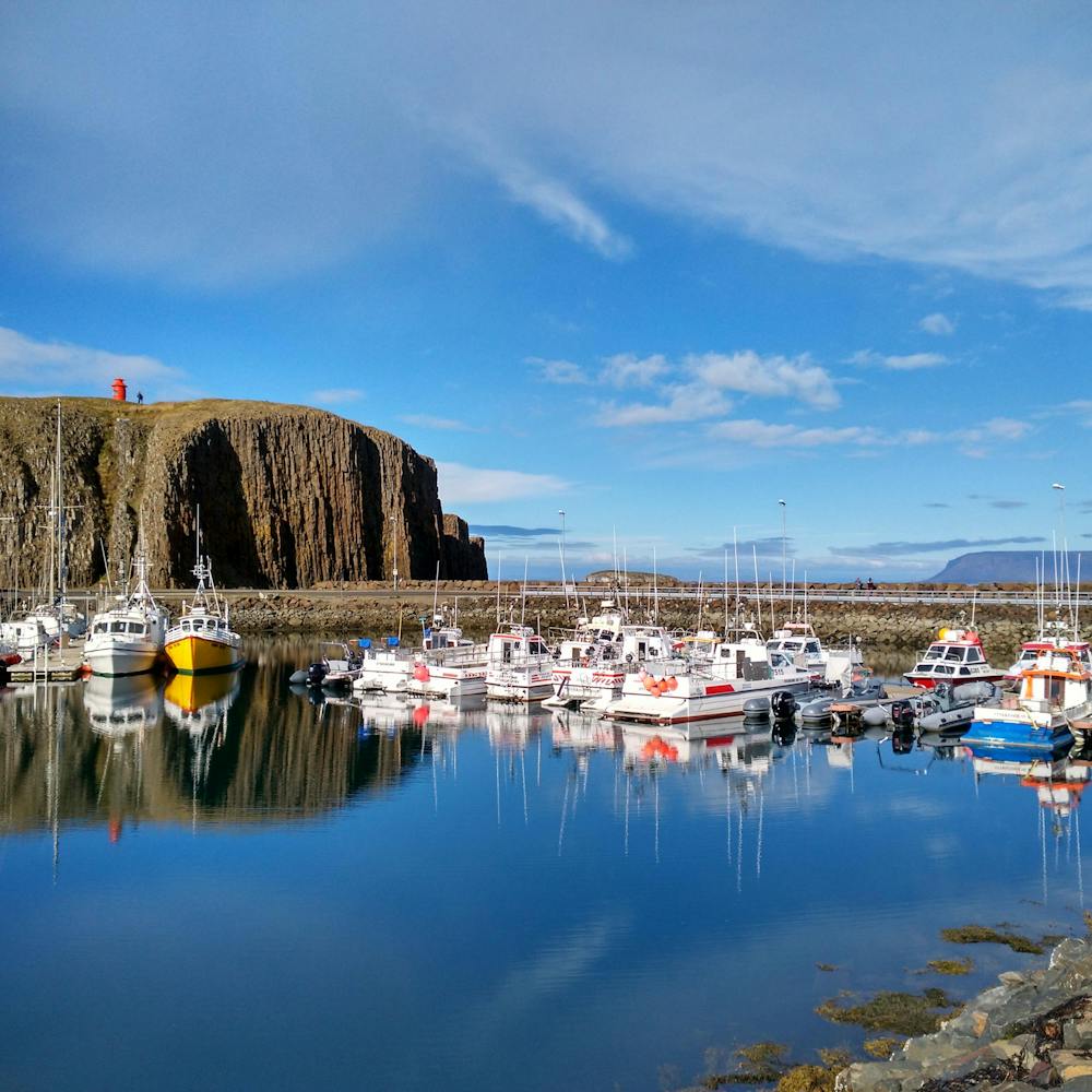 Small fishing boats in a harbor