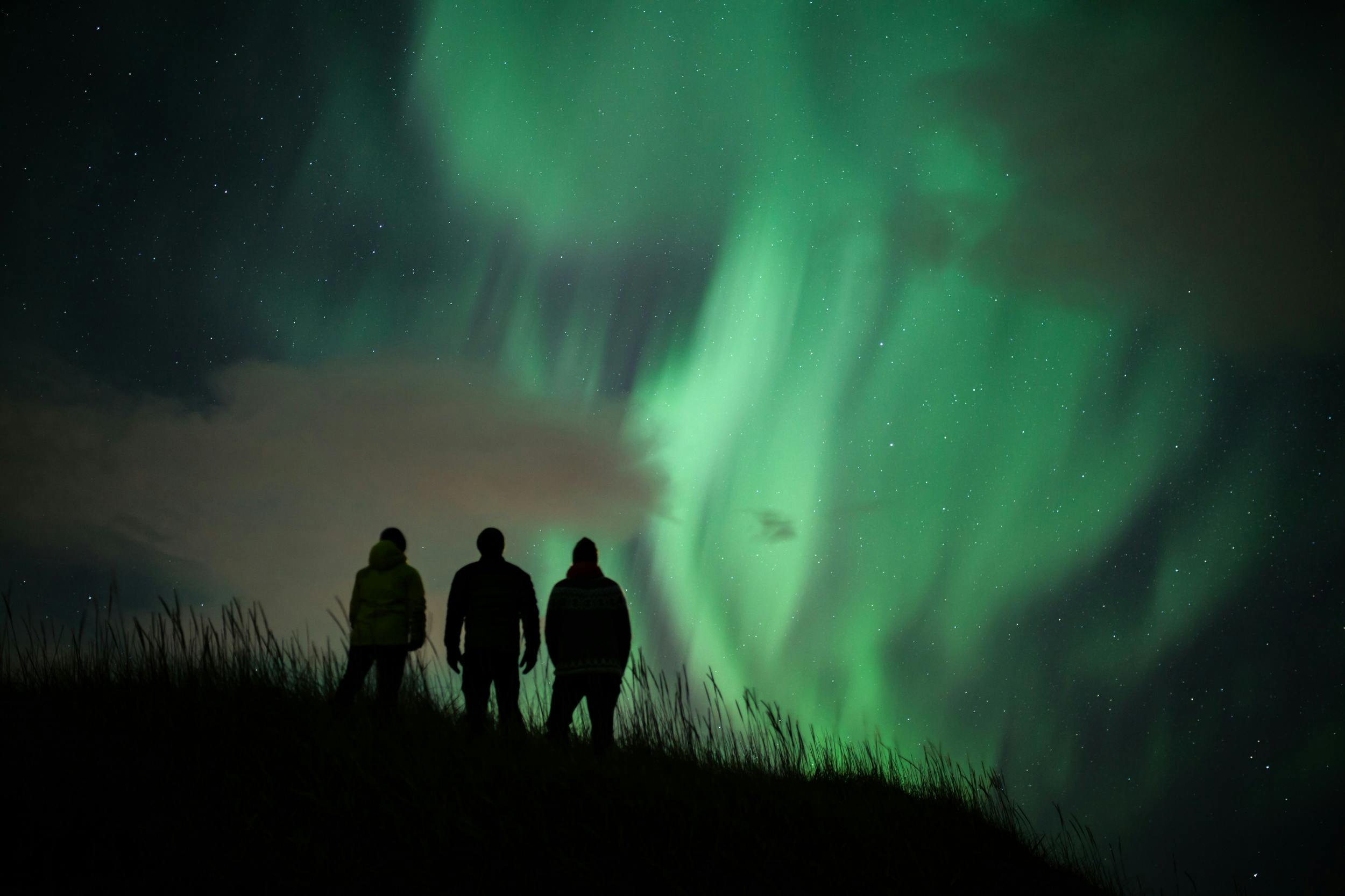 People viewing the Northern lights
