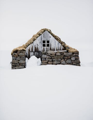 snowed in old house in Iceland