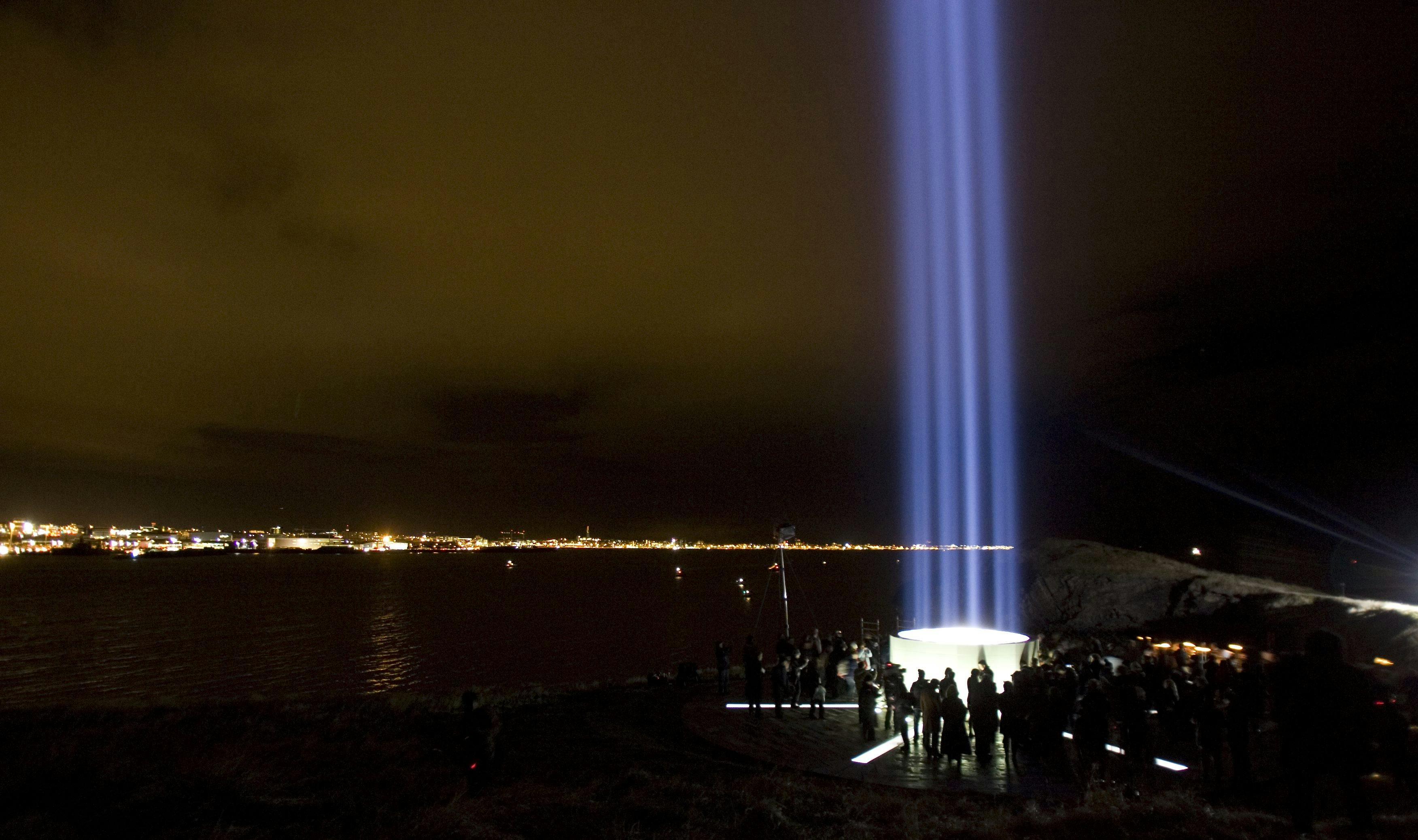 Yoko Ono's Peace Tower at Videy island