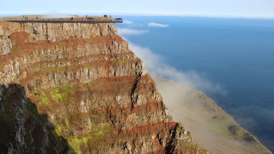 The cliff-edge platform on Bolafjall will test your fear of heights. Image credit: Sei Studio 