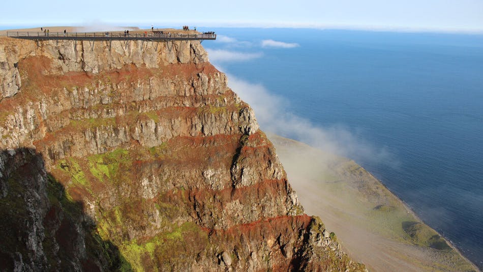 The cliff-edge platform on Bolafjall will test your fear of heights. Image credit: Sei Studio