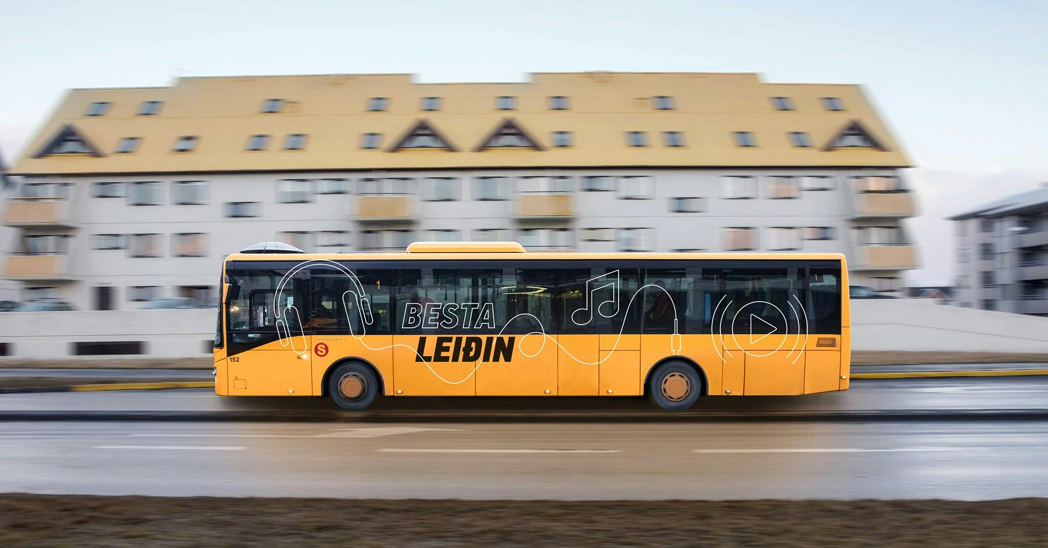 The public yellow bus in Iceland