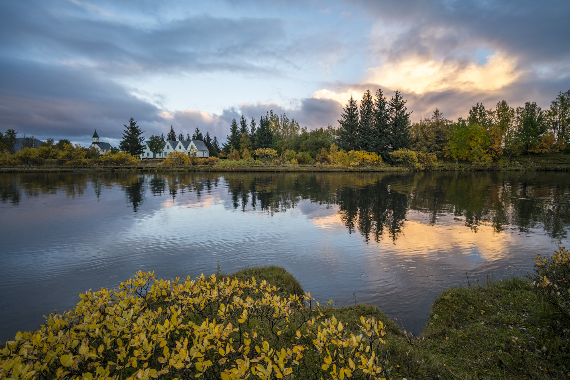 Scenic picture of the lake at Thingvellir National Park, Iceland. 