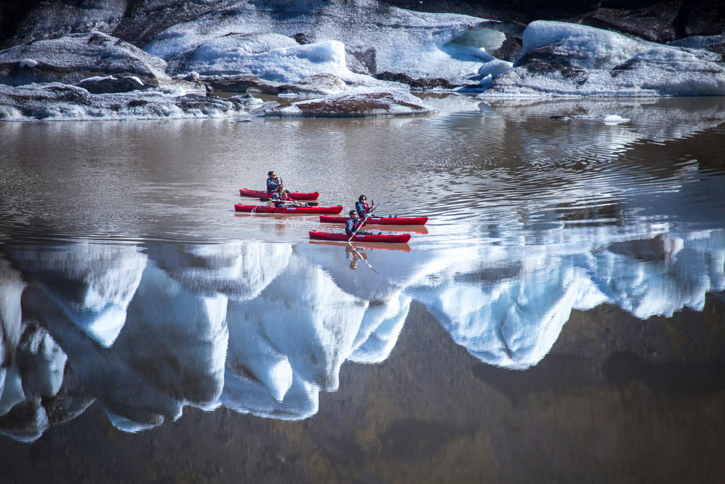 People sailing in Kayaks in Iceland