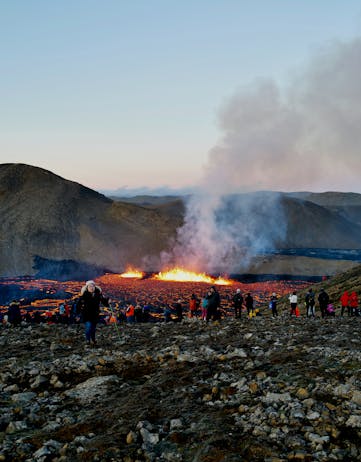 People flocking to the Fagradalsfjall Volcano August 4, 2022