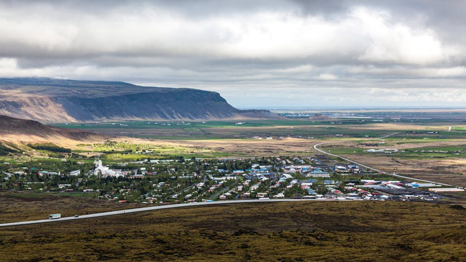 A view over the town of Hveragerði
