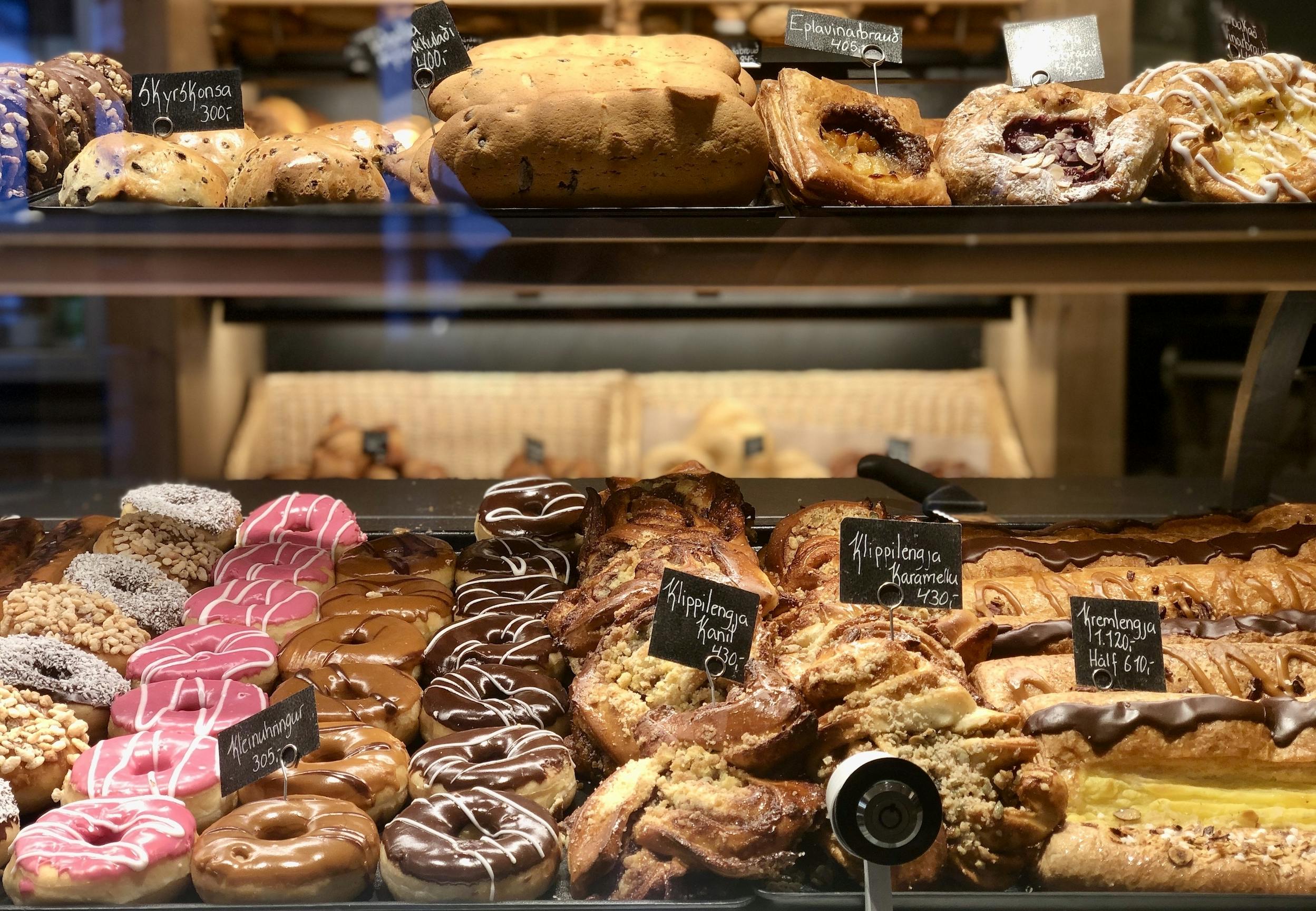 Vinarbrauð and Donuts in an Icelandic bakery