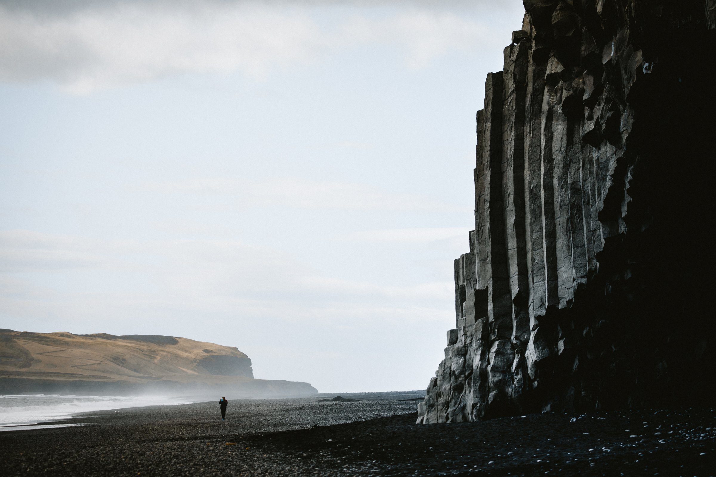 Black basalt columns on Reynisfjara beach